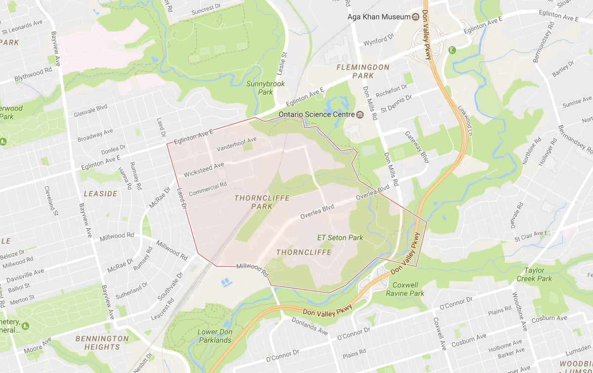 地図Thorncliffe公園近隣のトロント