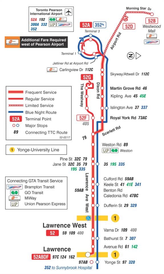 地図TTC52ローレンス西路線バストロント