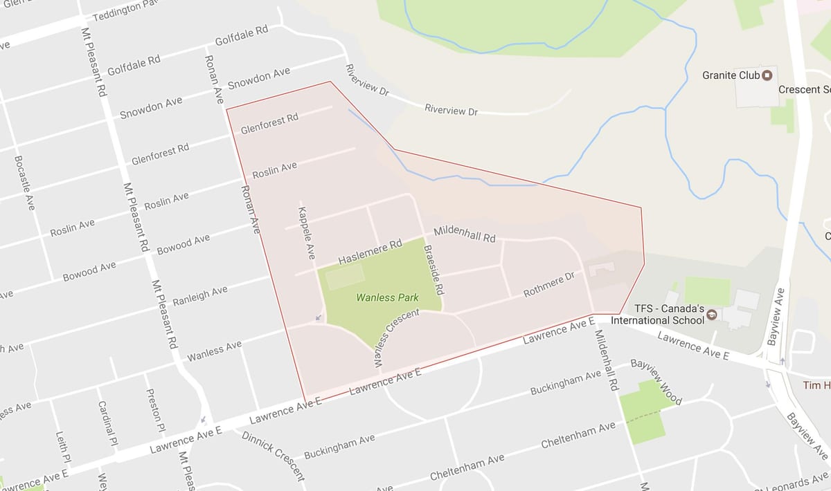 地図Wanless公園近隣のトロント