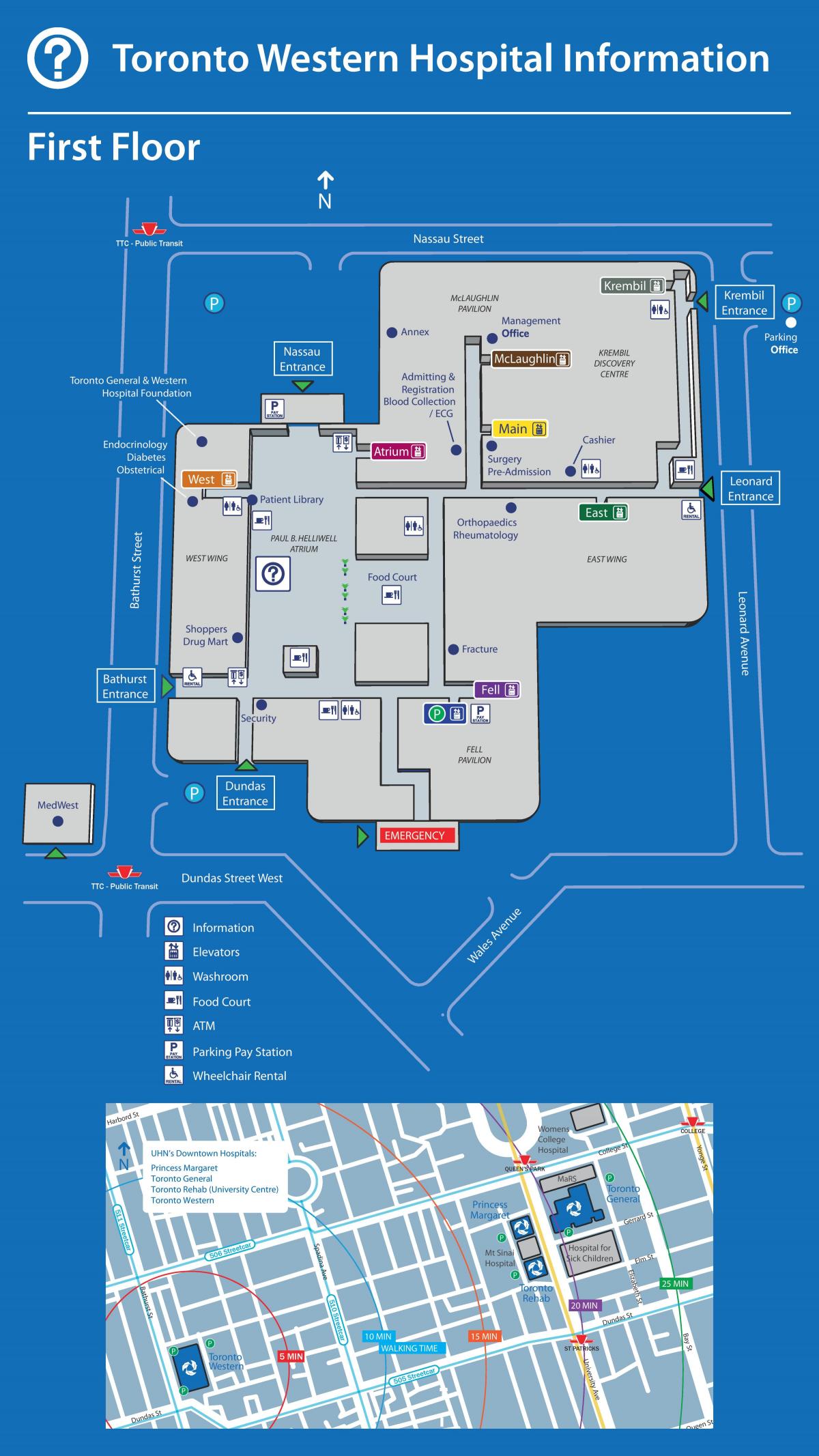 地図のトロント西病院
