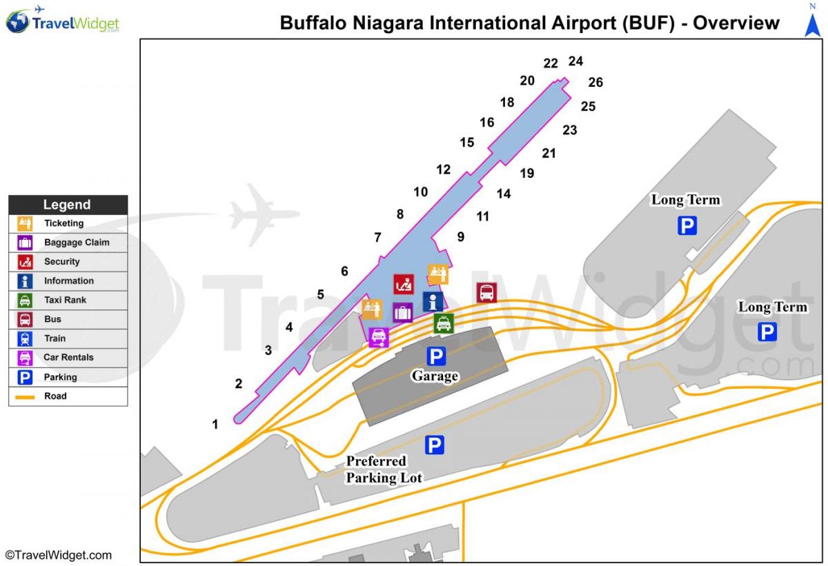 地図のバッファローナイアガラの空港