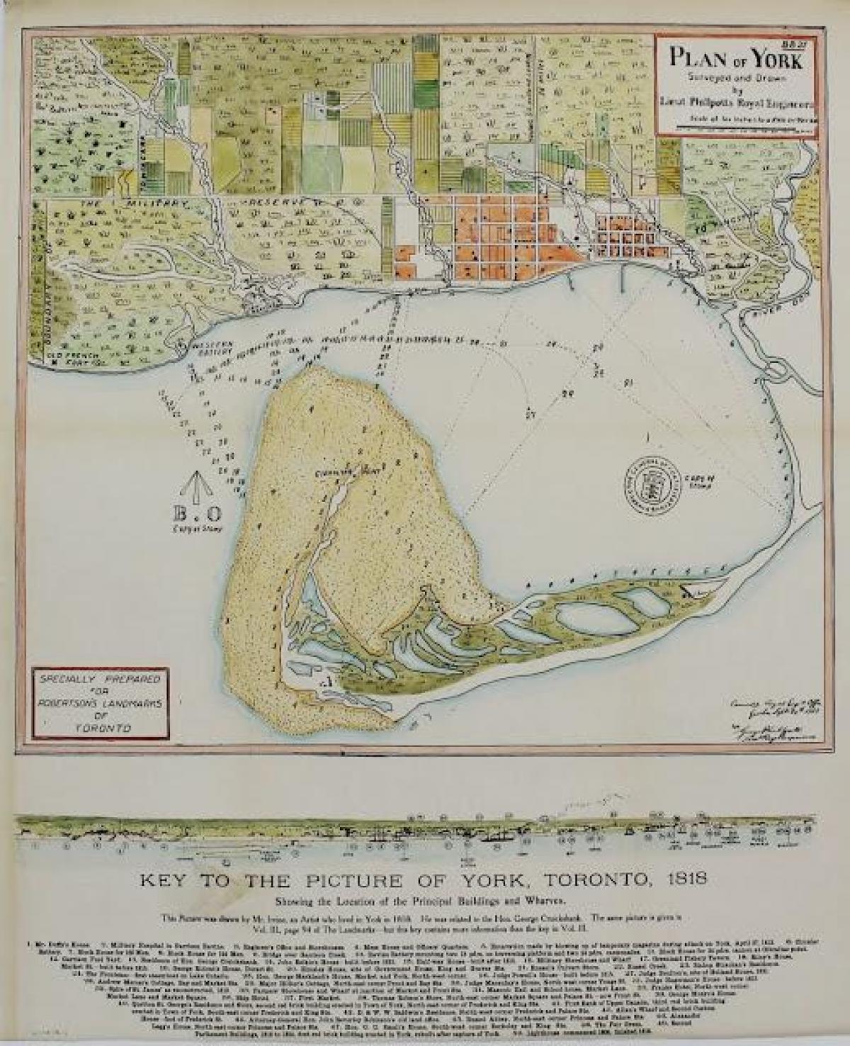 地図ヨークのトロント1787-1884cartoony版