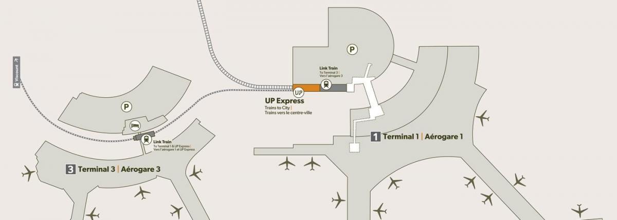 地図の空港ピアソン鉄道駅