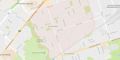 地図のアルダーウッドパークビュー近隣にトロント