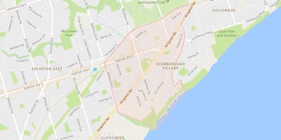 地図のスカボロー村に近隣のトロント