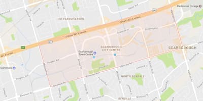地図のスカボロ市近隣センタートロント