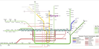 地図のトロント行きの列車