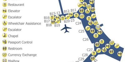 地図のトロントピアソン空港ターミナル3
