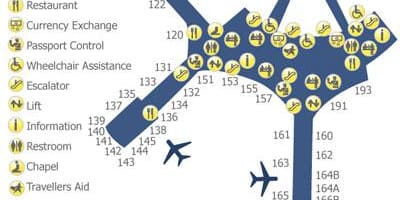 地図のトロントピアソン空港第1ターミナル