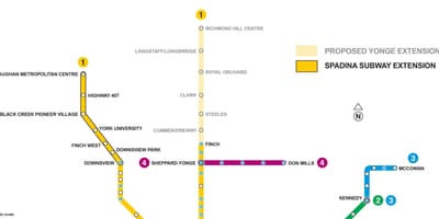 地図のトロント地下鉄延長
