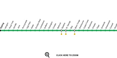 地図のトロント地下鉄線の2Bloor-Danforth