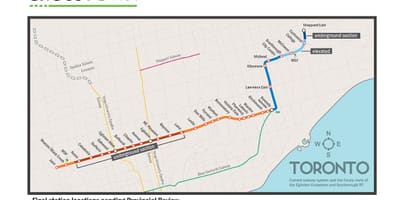 地図のトロント地下鉄線5Eglinton