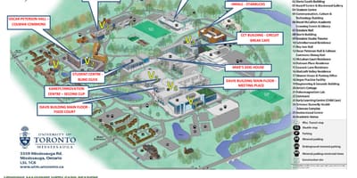 地図のトロント大学ミシサガキャンパスの食サービス