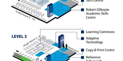 地図のトロント大学ミシサガ図書館レベル