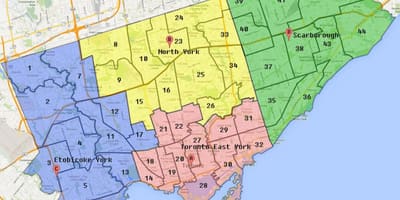 地図のトロント市の境界線