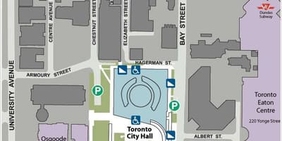 地図のトロント市役所