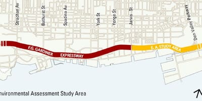 地図のトロントgardiner自動車道