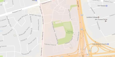 地図のパークウェーの森近隣のトロント