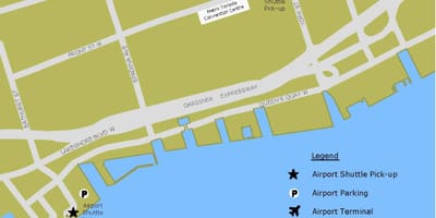 地図のビリービショップの空港駐車場
