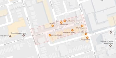 地図のボールドウィンの村近隣のトロント