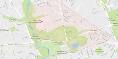 地図をマウントデニス近隣のトロント
