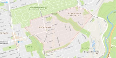 地図のムーアパーク近隣にトロント