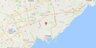 地図のヤングスおよびEglinton地区はトロント