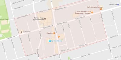 地図のヤングスおよびEglinton近隣のトロント