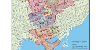 地図の中央のトロント