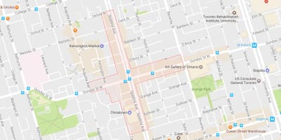 地図の中華街近隣のトロント