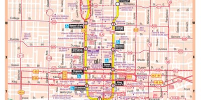 地図の地下鉄駅ダウンタウントロント