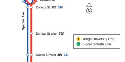 地図の路面電車線510Spadina