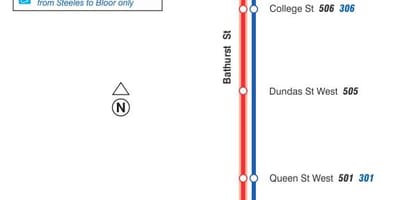 地図の路面電車線511Bathurst