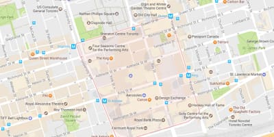 地図の金融地区のトロント