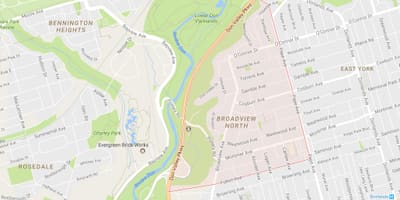 地図Broadview北近隣のトロント