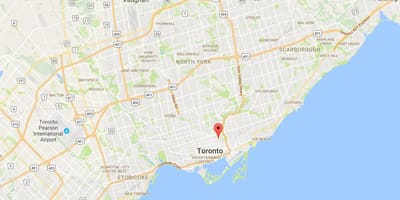 地図Cabbagetown地区はトロント