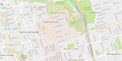 地図Cabbagetown近隣のトロント