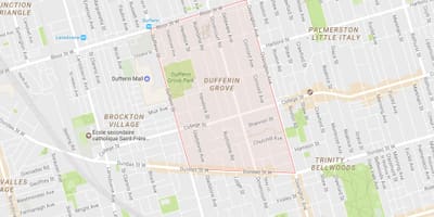 地図Dufferinグローブ近隣のトロント