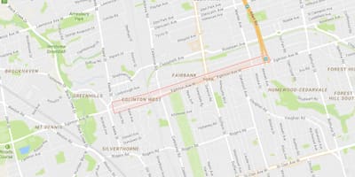 地図Eglinton西隣のトロント