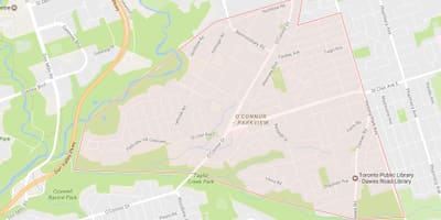 地図O'connor–パークビュー近隣にトロント