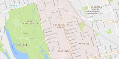 地図Roncesvalles近隣のトロント