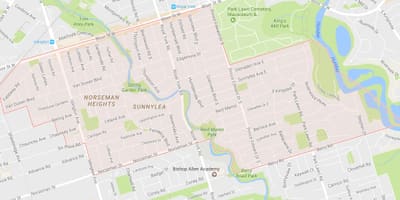 地図Sunnylea近隣近隣のトロント