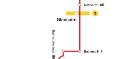 地図TTC14Glencairnバス路線のトロント