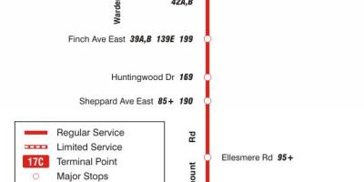 地図TTC17Birchmountバス路線のトロント