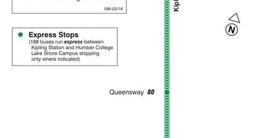地図TTC188Kipling南路線バスロケットトロント