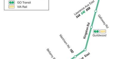 地図TTC198U Tカロケットバス路線のトロント