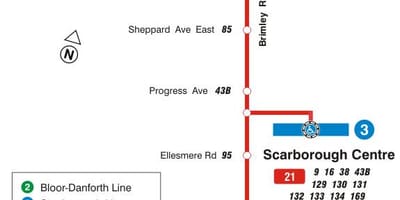 地図TTC21Brimleyバス路線のトロント