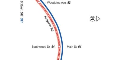 地図TTC22Coxwellバス路線のトロント