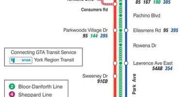 地図TTC24ビクトリア公園バス路線のトロント