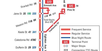 地図TTC32Eglinton西路線バストロント